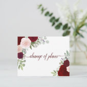 Elegant Red & Pink Roses Change of Wedding Plans Announcement Postcard (Standing Front)