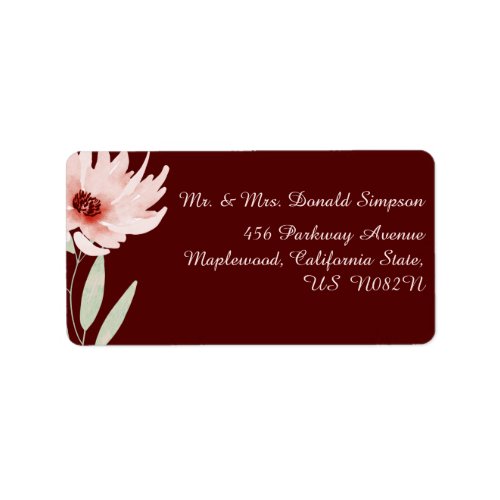 Elegant Red Pink Watercolor Floral Wedding Label