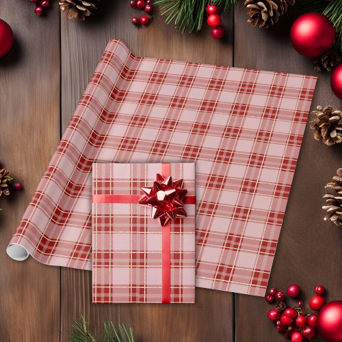 Elegant Red Plaid Pattern  Wrapping Paper