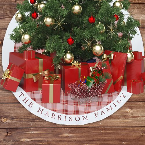 Elegant Red Plaid Personalized Brushed Polyester Tree Skirt