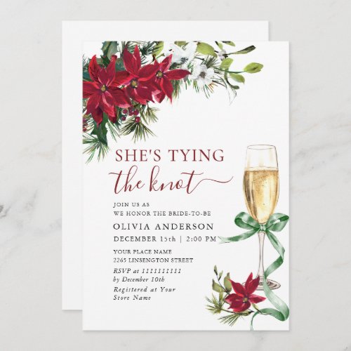 Elegant Red Poinsettia Christmas BRIDAL SHOWER Invitation