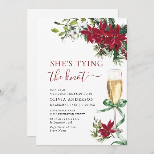 Elegant Red Poinsettia Christmas BRIDAL SHOWER Invitation