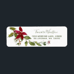Elegant Red Poinsettia Christmas Holiday Label<br><div class="desc">This beautiful festive and elegant floral Christmas return address label features watercolor Christmas greenery, red berries, white roses, and red poinsettias on a white background and hand lettered script. Easy to customize with your own name and address. Perfect for the Christmas or winter wedding. Design by T.K. Goforth, all rights...</div>