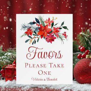 Elegant Red Poinsettia Christmas Wedding Favors Foam Board