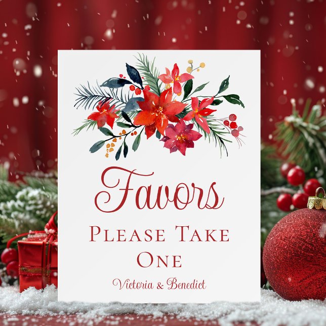 Elegant Red Poinsettia Christmas Wedding Favors Foam Board (Creator Uploaded)