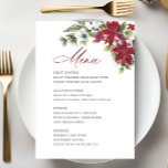 Elegant Red Poinsettia Christmas Wedding Menu<br><div class="desc">For further customization,  please click the "customize further" link and use our design tool to modify this template.</div>