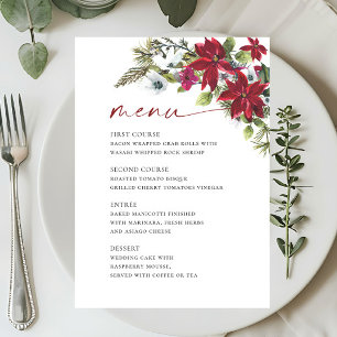 Elegant Red Poinsettia Christmas Wedding Menu