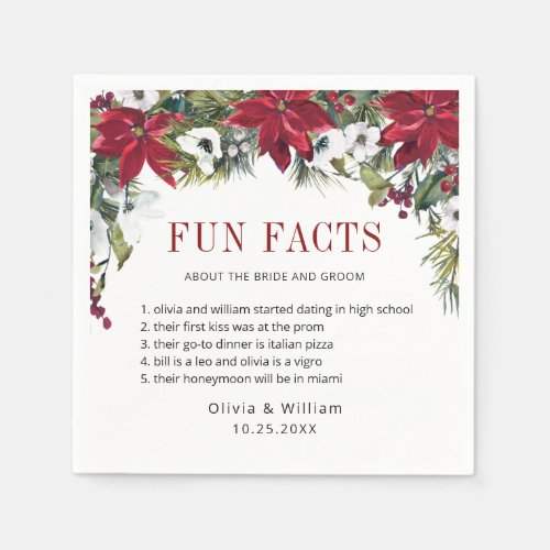 Elegant Red Poinsettia Christmas Wedding Napkins