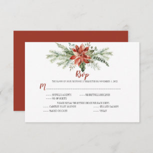 Elegant Red Poinsettia Evergreen Christmas RSVP