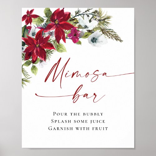 Elegant Red Poinsettia Mimosa Bar Wedding Poster