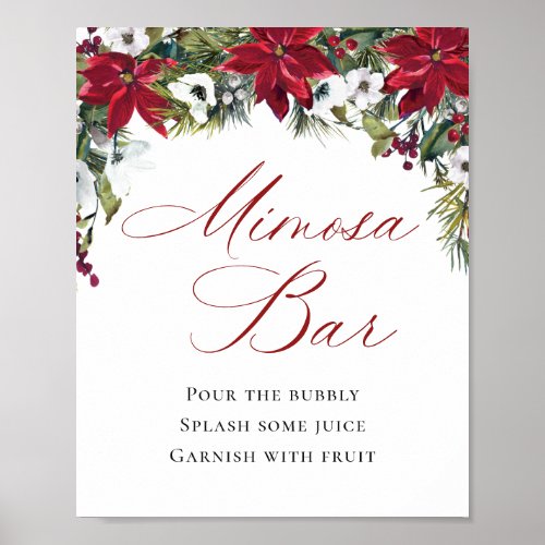 Elegant Red Poinsettia Mimosa Bar Wedding Poster