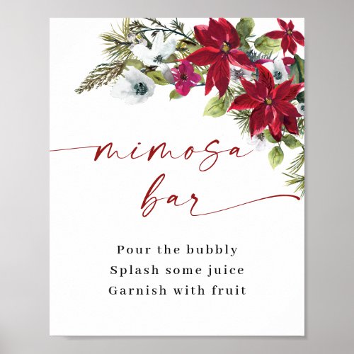 Elegant Red Poinsettia Mimosa Bar Wedding Poster