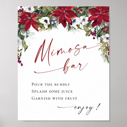 Elegant Red Poinsettia Mimosa Bar Wedding Poster