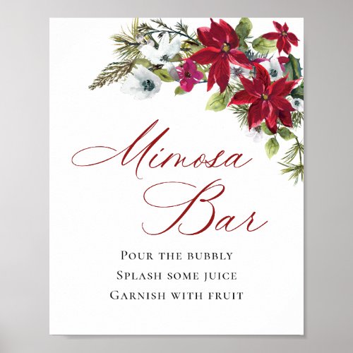 Elegant Red Poinsettia Mimosa Bar Wedding Poster