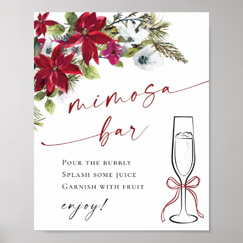 Elegant Red Poinsettia Mimosa Bar Wedding Poster