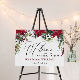 Elegant Red Poinsettia REHEARSAL DINNER Welcome Foam Board