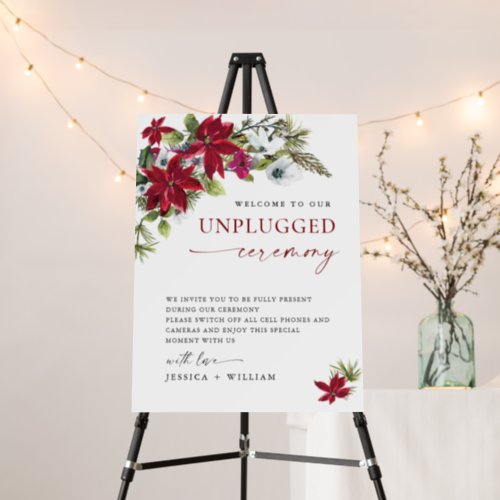 Elegant Red Poinsettia Unplugged Wedding Ceremony Foam Board