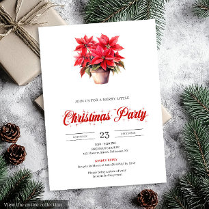 Elegant Red Poinsettia Watercolor Christmas Invite