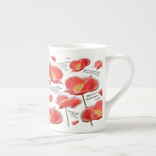 Elegant Red Poppies Chic Floral Lifequotes Bone China Mug