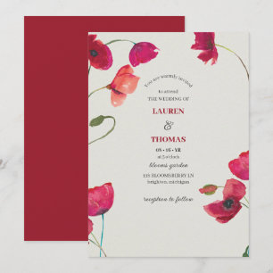 Elegant Red Poppies Floral Wedding Invitation