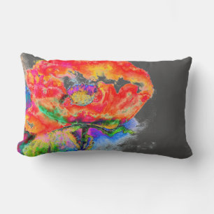 Elegant red poppy classic red floral watercolor lumbar pillow