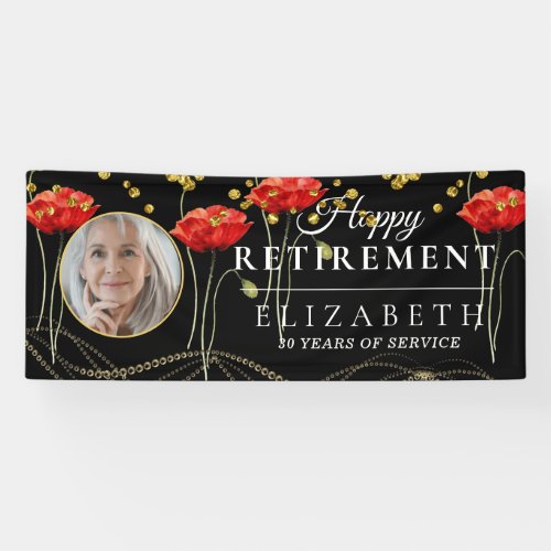 Elegant Red Poppy Custom Photo Retirement Party Banner