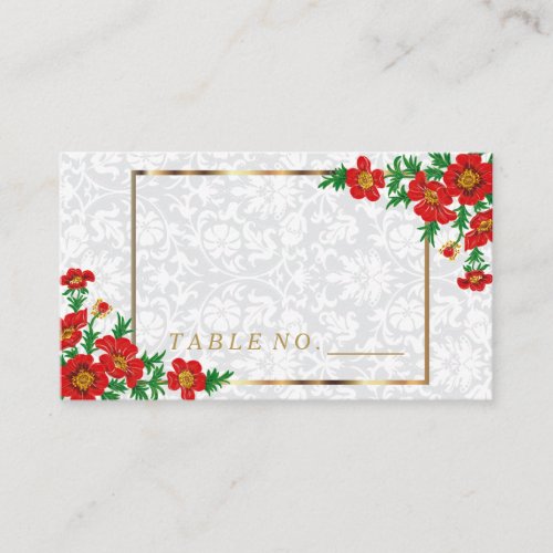 Elegant Red Poppy Flowers Place Cards