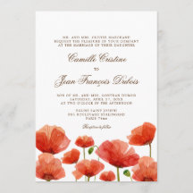 Elegant Red Poppy Flowers Wedding Invitation