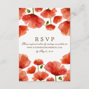 Elegant Red Poppy Flowers Wedding Rsvp Website by Jujulili at Zazzle