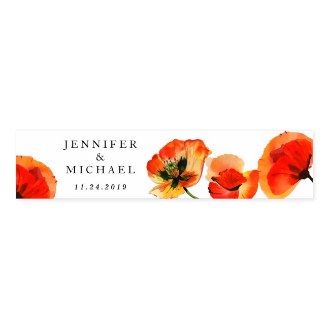 Elegant Red Poppy Illustration Floral Napkin Bands