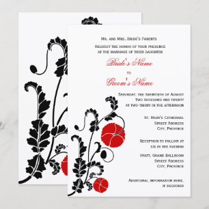 Elegant Red Poppy Wedding Invitation