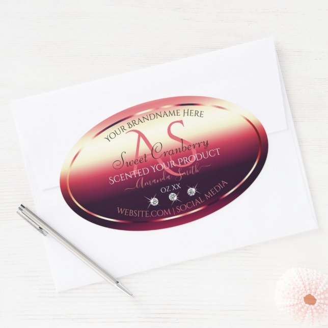Elegant Red Product Labels Diamonds and Initials (Envelope)