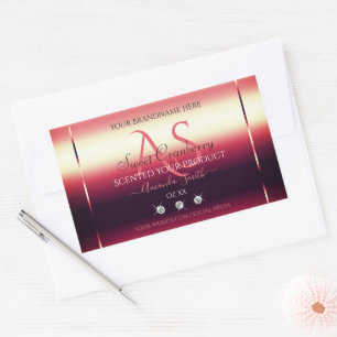 Elegant Red Product Labels Diamonds and Initials