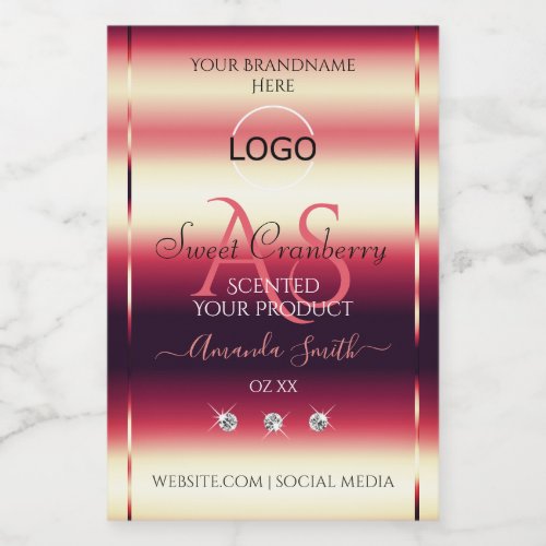 Elegant Red Product Labels Diamonds Initials Logo