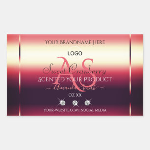 Elegant Red Product Labels Diamonds Initials Logo