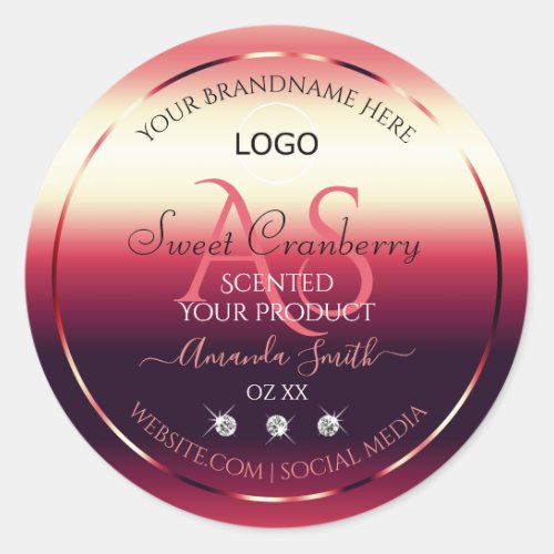 Elegant Red Product Labels Diamonds Initials Logo