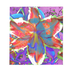 Elegant red purple blue floral  Lily Notepad