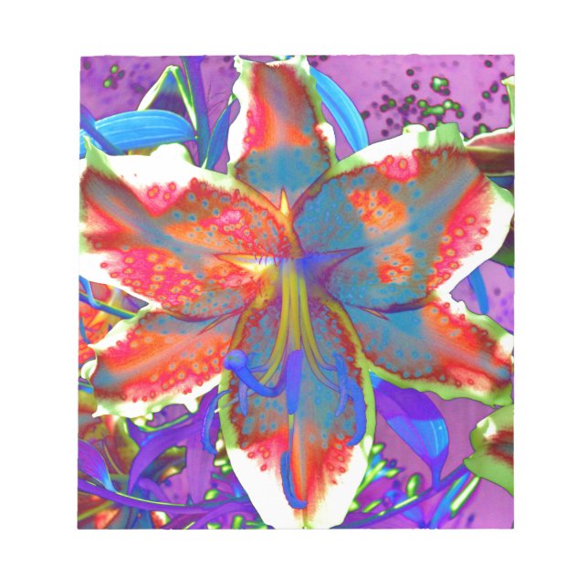 Elegant red purple blue floral  Lily Notepad (Front)