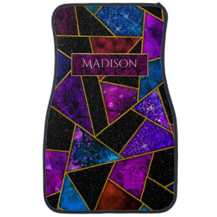Elegant red purple girly geometric car floor mat