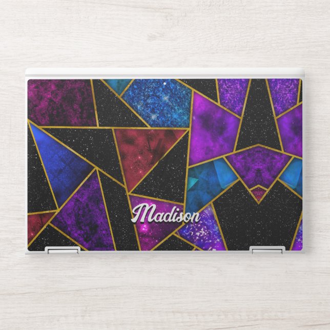 Elegant red purple girly geometric HP laptop skin (Front)