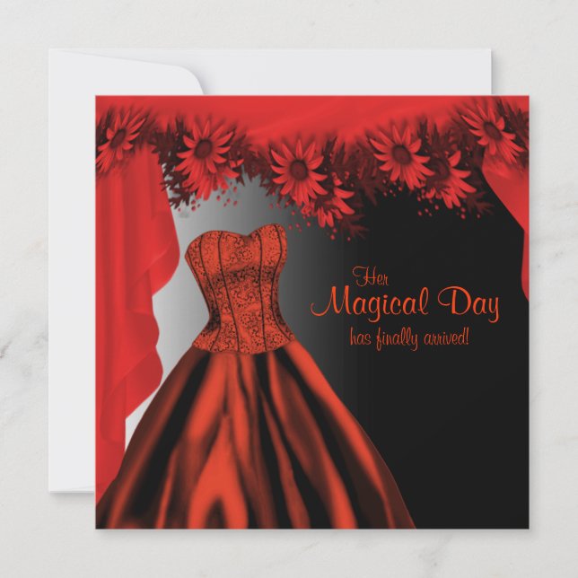 Elegant Red Quinceanera Invitation (Front)