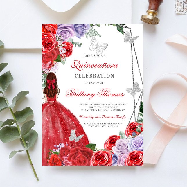 Elegant Red Quinceañera Invitation (Creator Uploaded)