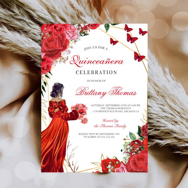 Elegant Red Quinceañera Invitation (Creator Uploaded)