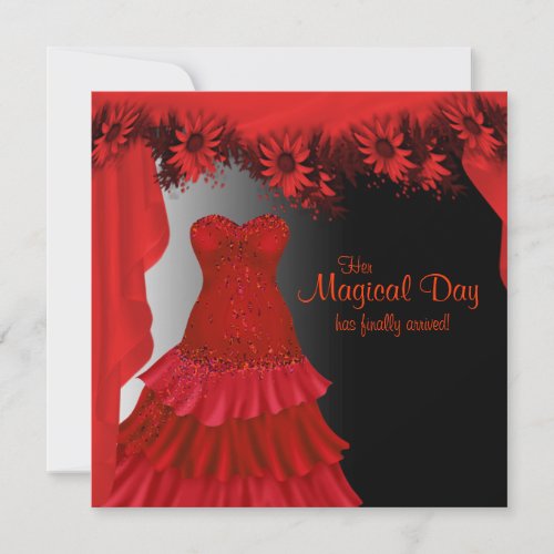 Elegant Red Quinceanera Invitations