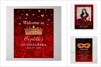 Elegant Red Quinceanera & Party Suite