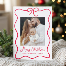 Elegant Red Ribbon Bow Merry Christmas
