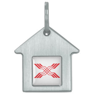Elegant Red Ribbon line Letter X Monogram Pet ID Tag