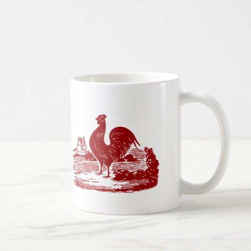 Elegant Red Rooster Vintage Country Farm Coffee Mug