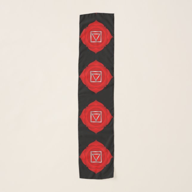 Elegant Red Root Chakra Metaphysical Spiritual Zen Scarf (Front)