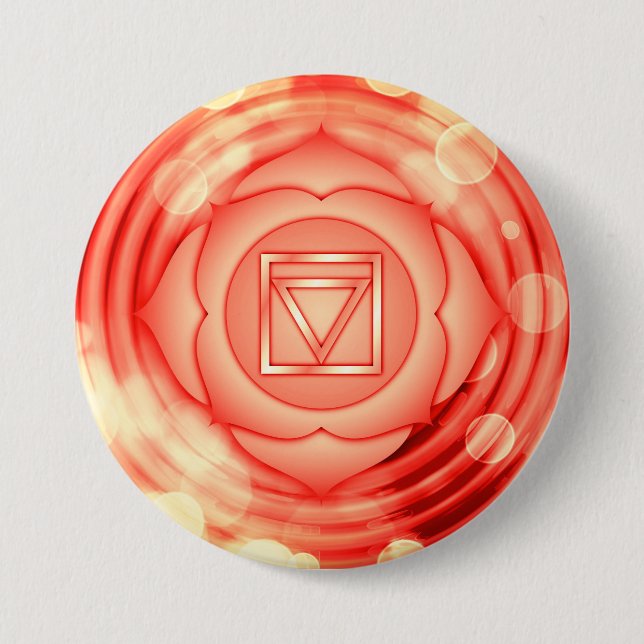 Elegant Red Root Chakra Zen Yoga Spiritual Button (Front)